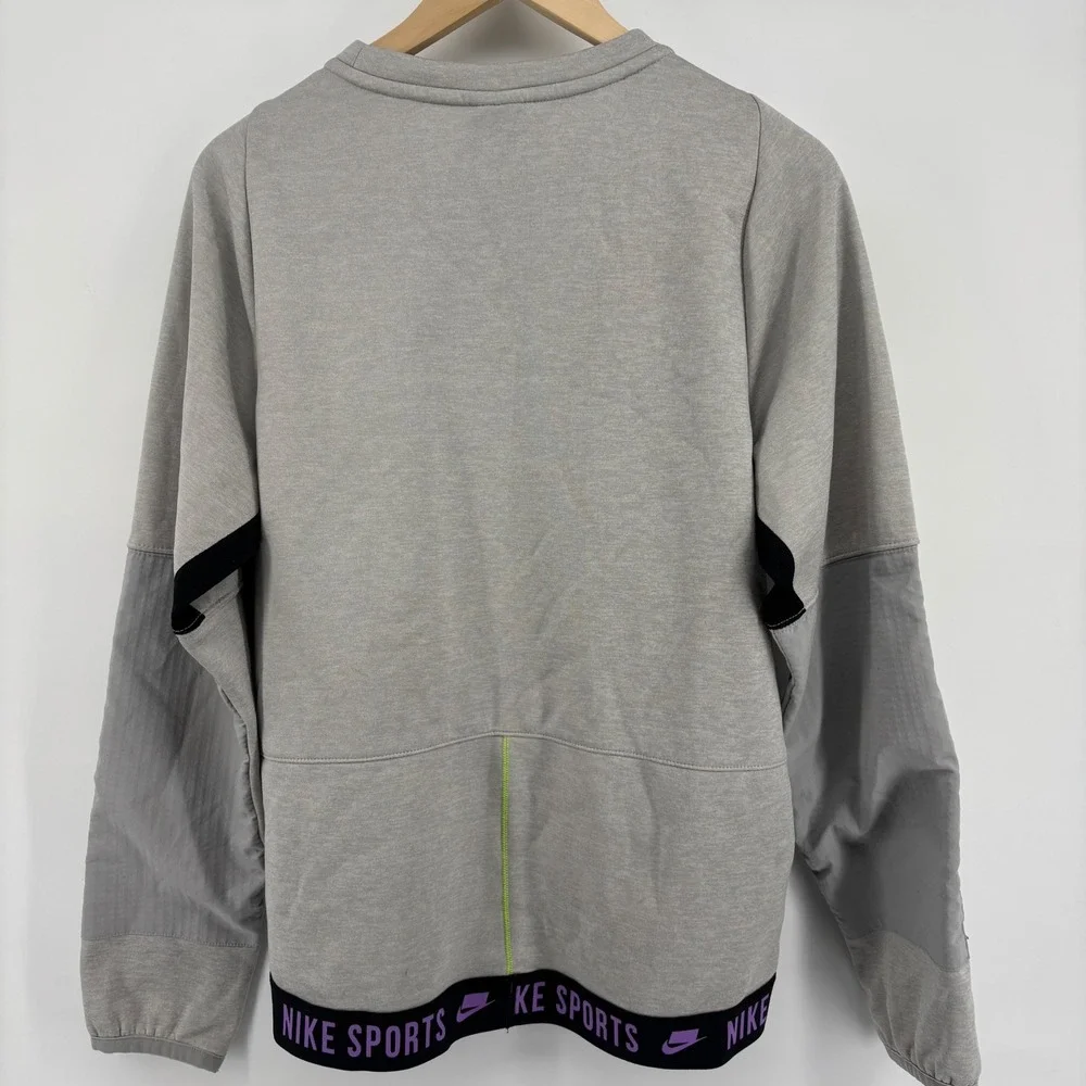 Vintage Nike Sweatshirt Women Small Grey Mesh‎ Trim Zip Pocket Athleisure